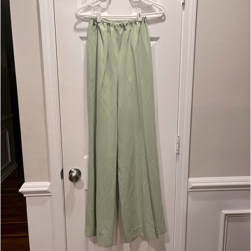 70s avocado green Palazzo Pants - small medium | Vintage Bell Bottom Trousers
